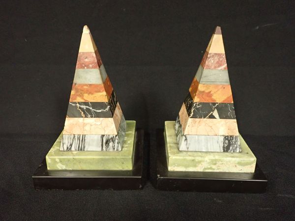 A PAIR OF SPECIMEN MARBLE PYRAMIDS