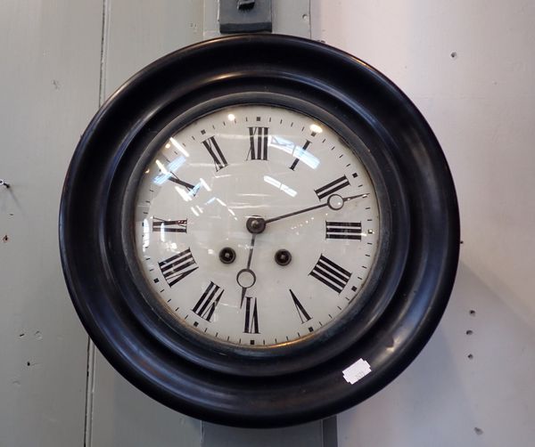 A FRENCH DIAL CLOCK WITH EBONISED FRAME