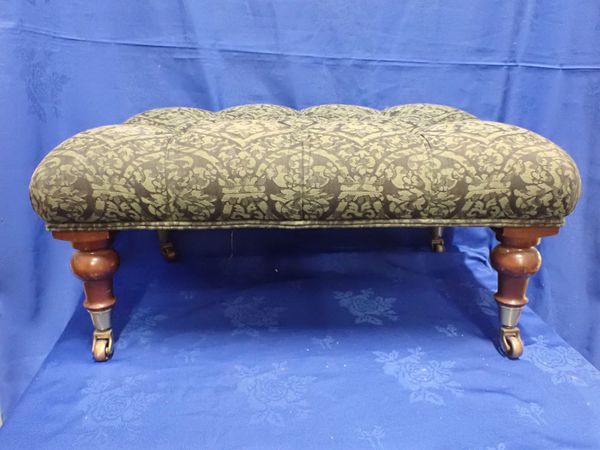 A VICTORIAN STYLE UPHOLSTERED FOOTSTOOL