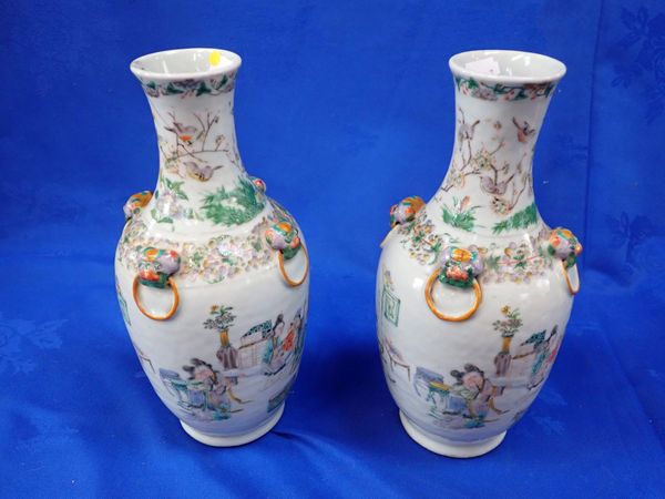 A PAIR OF CHINESE FAMILLE VERTE VASES