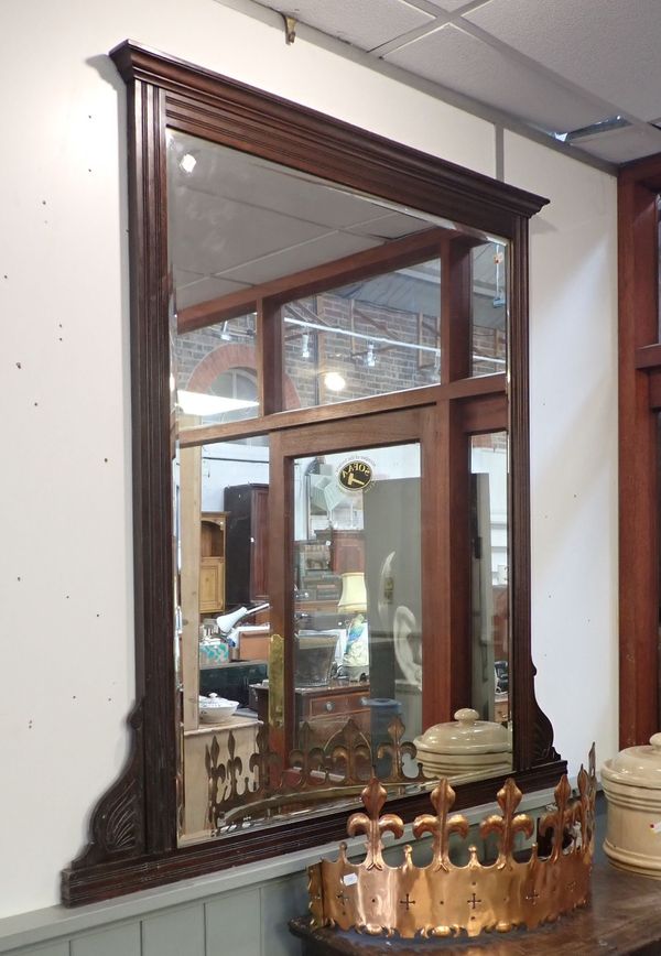 A LATE VICTORIAN ROSEWOOD OVERMANTEL MIRROR