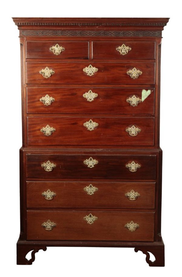 A MAHOGANY CHEST ON CHEST