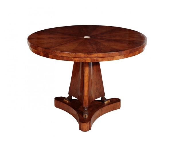 AN ITALIAN WALNUT, PARCEL GILT AND IVORY INLAID CENTRE TABLE