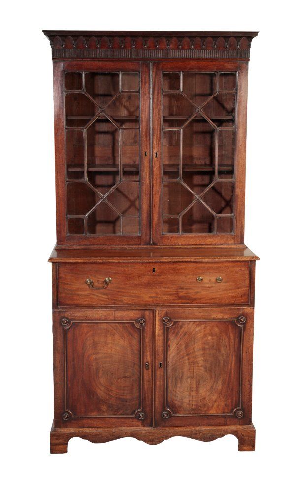 A GEORGE III MAHOGANY SECRETAIRE-CABINET