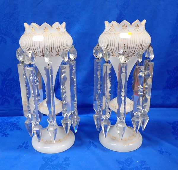 A PAIR OF VICTORIAN GLASS LUSTRES