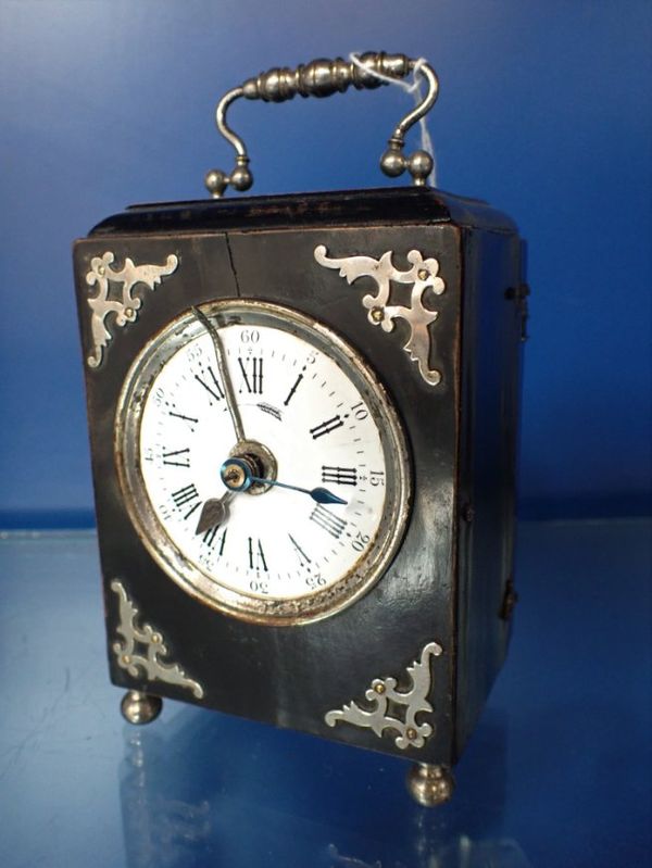 A FRENCH ALARM TABLE CLOCK