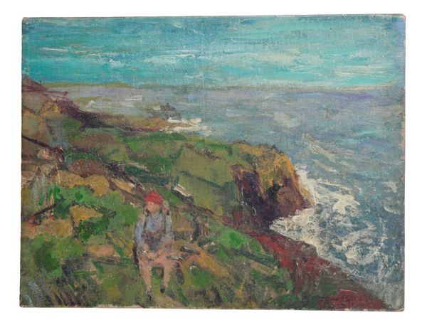 MANNER OF GEORGE LESLIE HUNTER (1877-1931) A figure on a coastal path