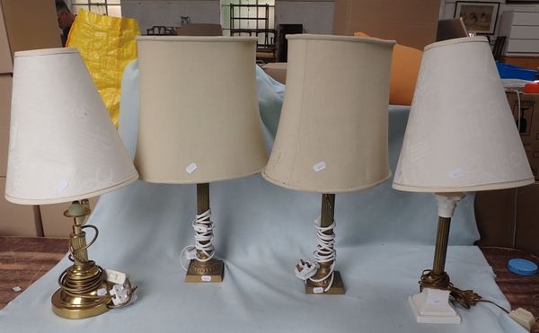 A PAIR OF BRASS TABLE LAMPS