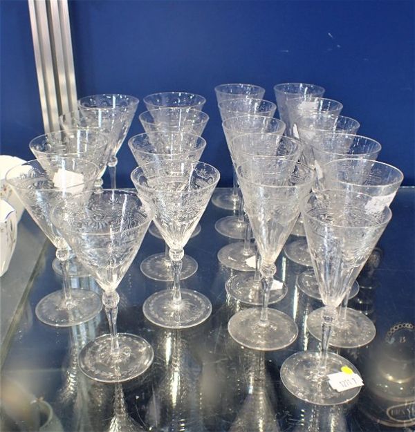 A 19TH CENTURY SUITE OF CUT-GLASS DRINKING GLASSES