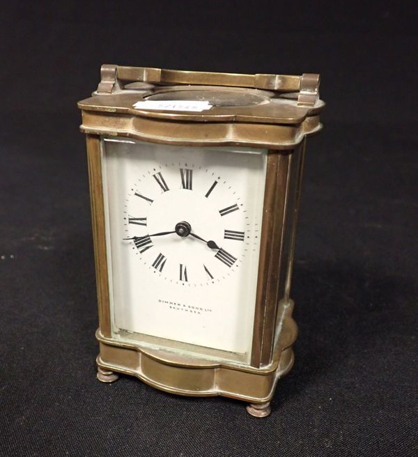 A LATE 19TH CENTURY BRASS CARRIAGE TIMEPIECE