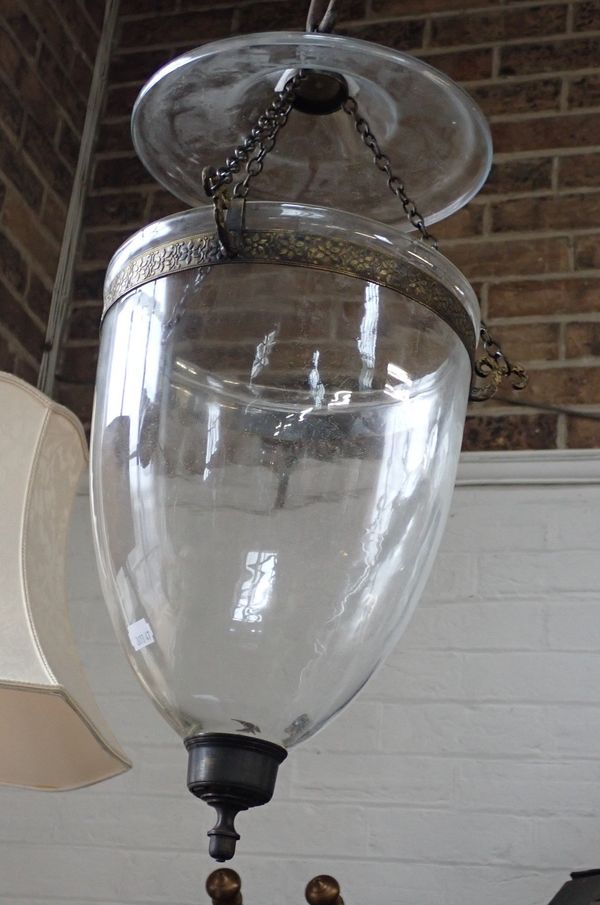 A REGENCY STYLE GLASS HALL LANTERN