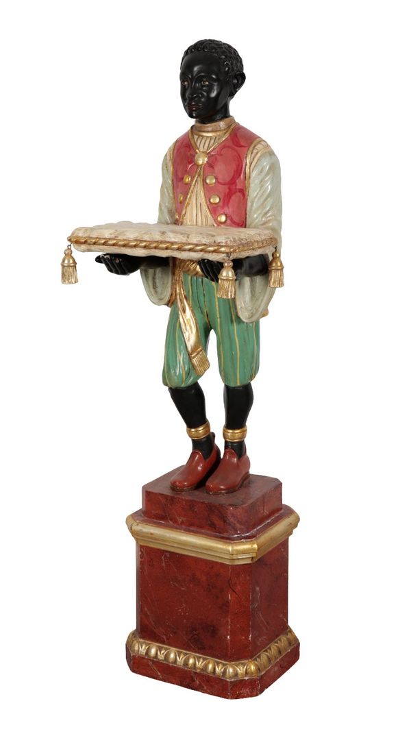 A PAINTED WOOD 'VENETIAN BLACKAMOOR' DUMB WAITER