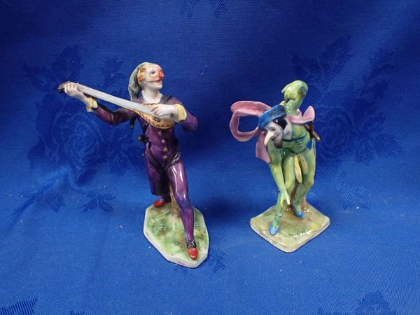 TWO CONTINENTAL MASKED PORCELAIN FIGURES