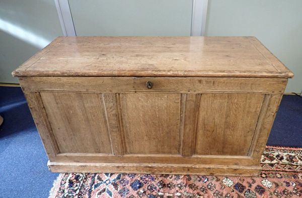 AN OLD LIGHT OAK AND PINE COFFER