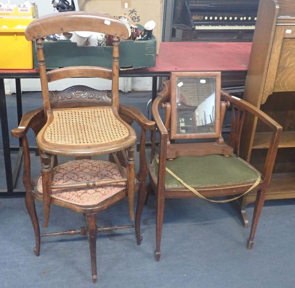 AN EDWARDIAN CORNER CHAIR