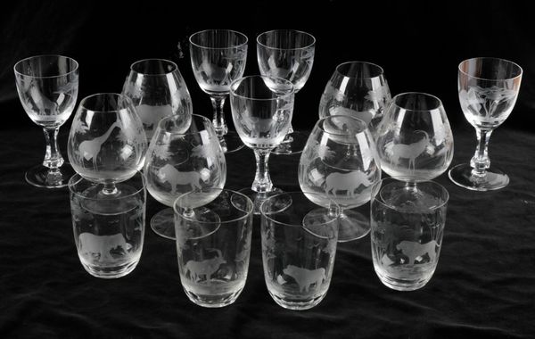 A COLLECTION OF CUT-GLASS ROWLAND WARD GLASSES