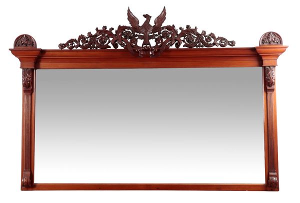 A MASSIVE LATE VICTORIAN MAHOGANY OVERMANTEL MIRROR