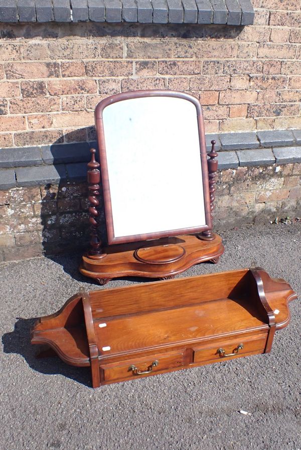 A VICTORIAN MAHOGANY DRESSING MIRROR WITH BARLEY-TWIST SUPPORTS