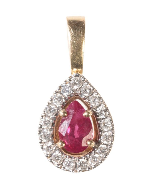 A RUBY AND DIAMOND PENDANT