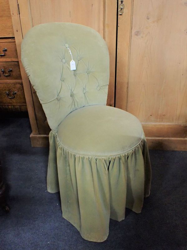 A THONET STYLE  BENTWOOD CHAIR, WITH LATER BUTTONED UPHOLSTERY