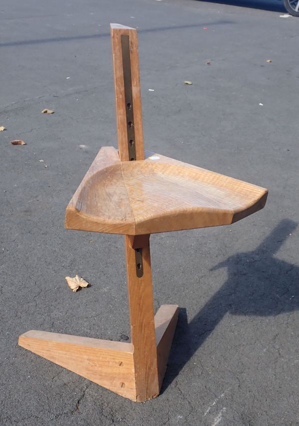 A  MID-CENTURY MODERN STYLE HAND-MADE ASH ADJUSTABLE STOOL