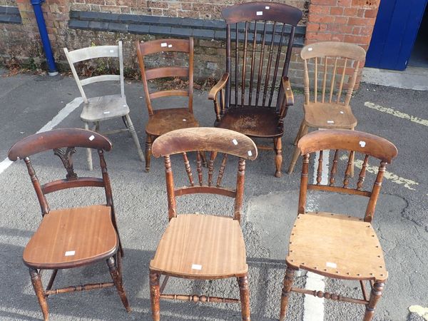 SIX ASSORTED KITCHEN AND COUNTRY CHAIRS