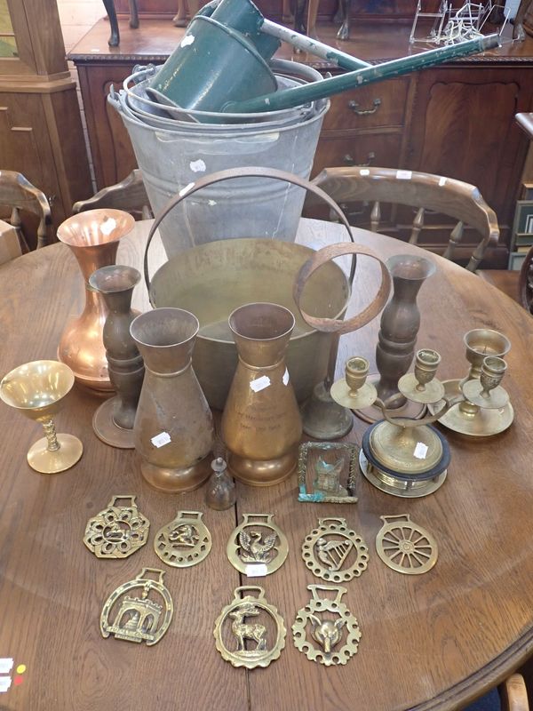 A PRESERVING PAN AND A COLLECTION OF BRASSWARE