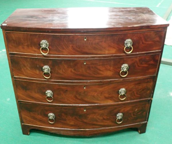 A REGENCY MAHOGANY BOW-FRONT CHEST OF DRAWERS