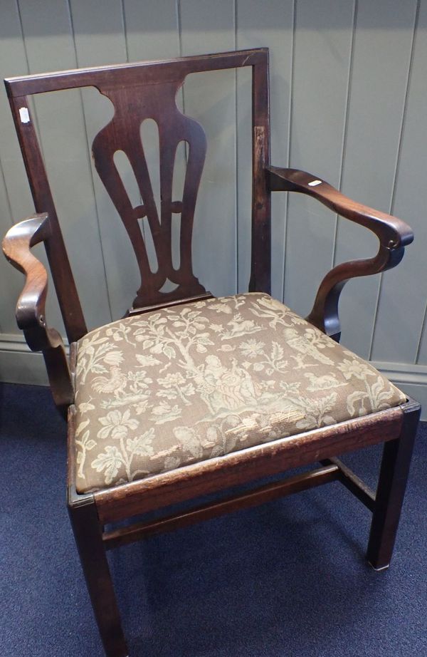 A GEORGE III STYLE ELBOW CHAIR