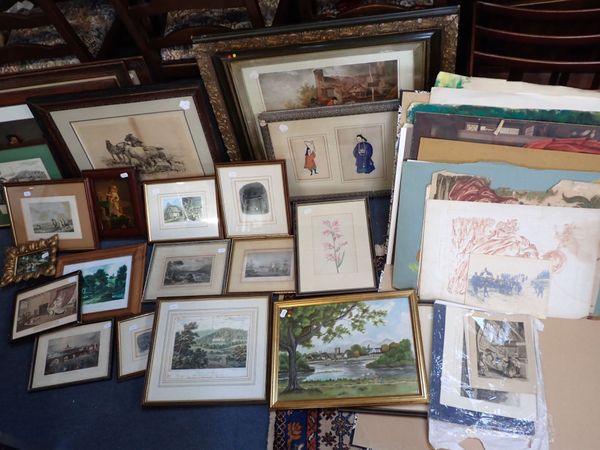 A COLLECTION OF PRINTS, ENGRAVINGS, WATERCOLOURS AND PAINTINGS