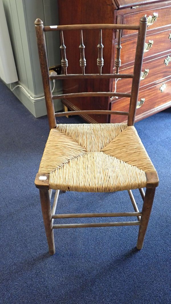 A WILLIAM MORRIS STYLE RUSH-SEATED SIDE CHAIR