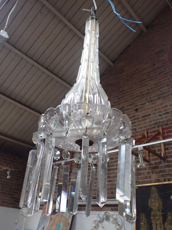 A CUT-GLASS PENDANT LIGHT FITTING