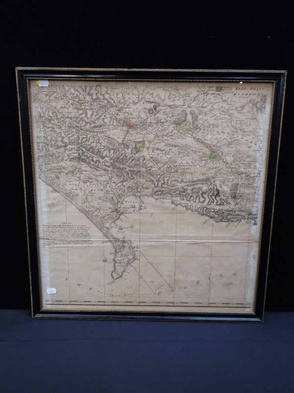 A LATE 18TH/19TH CENTURY MAP OF DORCHESTER, WEYMOUTH, PORTLAND AND DISTRICT