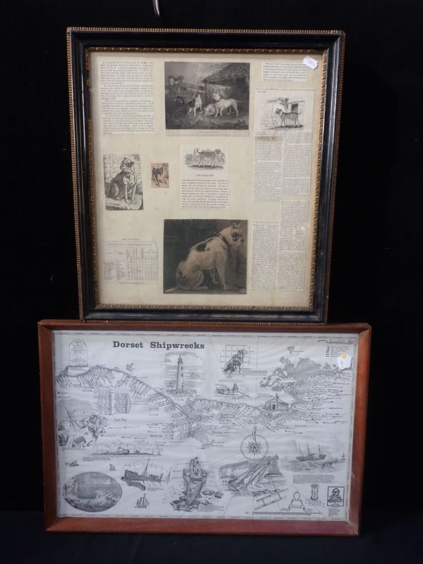 A FRAMED MONTAGE OF BULLDOG PRINTS AND EPHEMERA