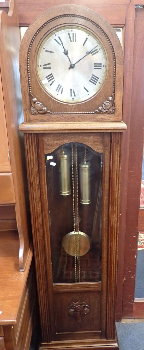 A 1920S OAK LONGCASE CLOCK