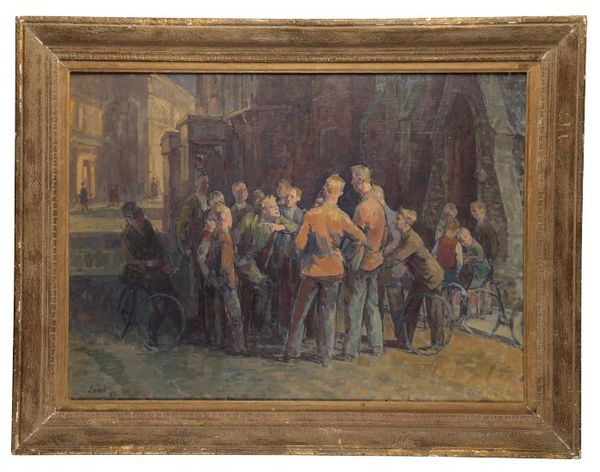 *HENRY LAMB (1883-1960)  A group of young men and boys congregating in a street