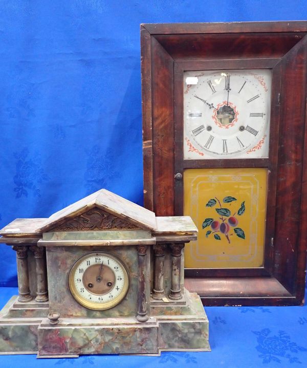 A VICTORIAN ONYX CASED MANTEL CLOCK