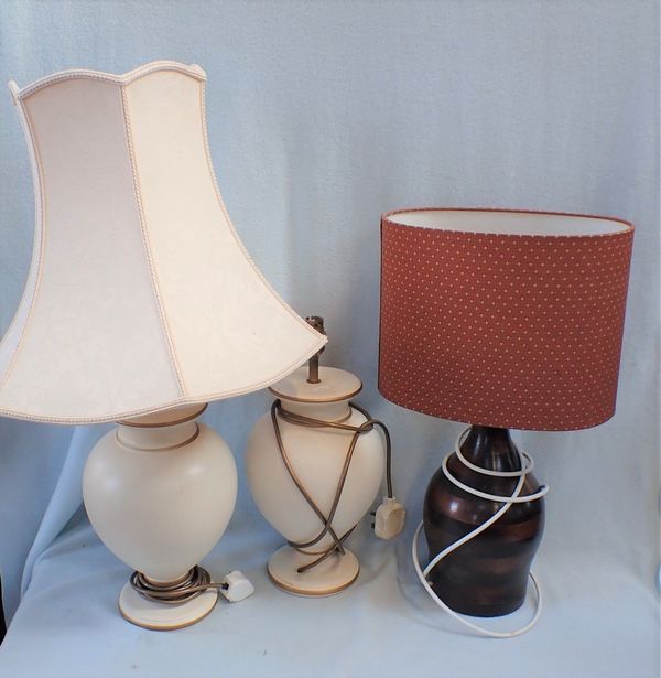 A PAIR OF LAMPS AND ANOTHER