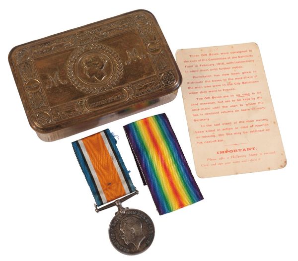 PRINCESS MARY TIN AND BRITISH WAR MEDAL TO PTE EARLE ASC