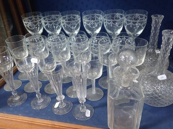 FOUR VICTORIAN CHAMPAGNE FLUTES
