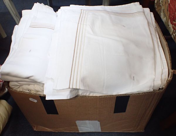 A QUANTITY OF WHITE BED LINEN