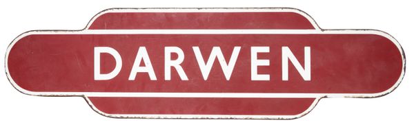 A VINTAGE BRITISH RAIL TRAIN STATION SIGN - ‘DARWEN’