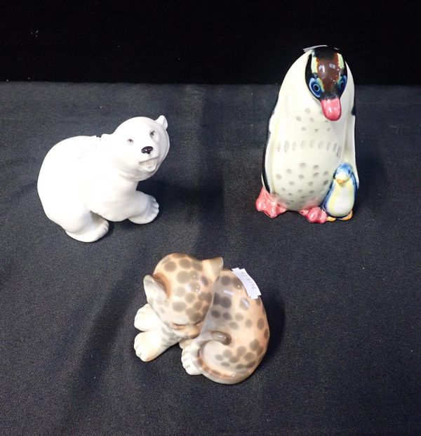 THREE RUSSIAN PORCELAIN ANIMAL FIGURES