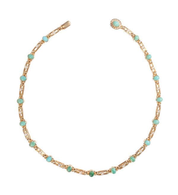 A TURQUOISE AND PEARL NECKLACE
