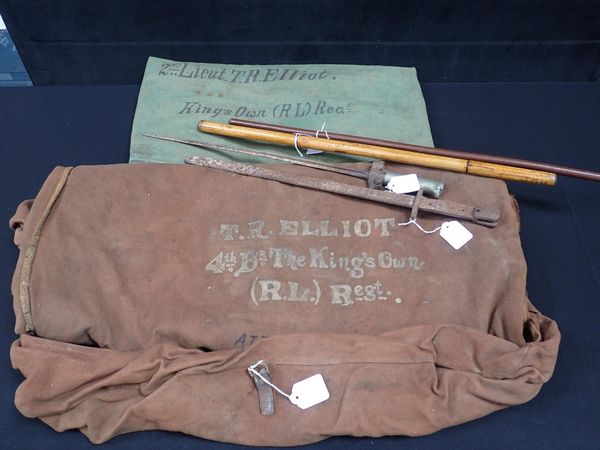 AN OFFICERS NAMED BED ROLL AND KIT BAG