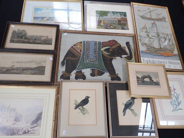 AN INDO-PERSIAN PAINTING ON CLOTH OF AN ELEPHANT