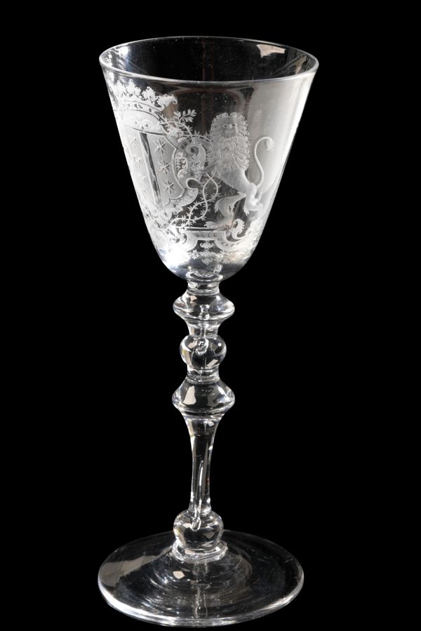 FINE ENGRAVED ARMORIAL GOBLET, 18TH CENTURY
