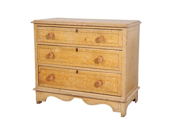 A SCUMBLED PINE CHEST OF DRAWERS,