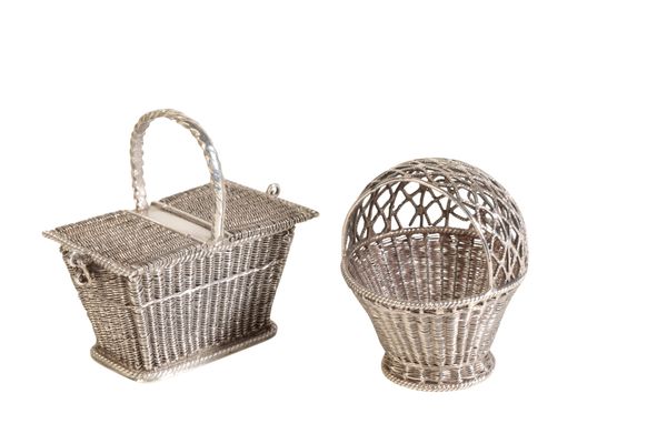 A DUTCH SILVER MINIATURE LOG BASKET