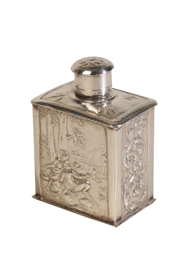 A DUTCH SILVER MINIATURE TEA CADDY